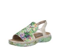 Sandale RIEKER, Herren, Gr. 37, grün multi, goldfarben, Lederimitat, Textil, Glitzer, metallic, Schuhe Sandale, Sommerschuh, Schlupfschuh mit seitlichen Gummizügen für guten Sitz (85089614-37) grün mu