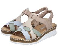Sandale RIEKER, Herren, Gr. 41, beige multi, Lederimitat, mehrfarbig, Schuhe Sandale, Sommerschuh, Keilsandalette, Schlupfschuh mit Gummizug (55517624-41) beige multi