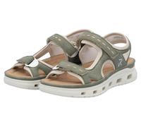 Sandale RIEKER SPORT "Outdoorsandale", Damen, Gr. 36, grün (schilf, creme), Lederimitat, Textil, Schuhe Sandale, Sommerschuh, Sandalette, Plateauabsatz, mit Klettverschlüssen (10914538-36) schilf, cre