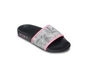 Sandale ROXY "Slippy Iv", Damen, Gr. 10 (41), schwarz (plumeria), Obermaterial: 100% PU, Futter: 100% Textil, Laufsohle: 100% EVA., Schuhe Sandale (76709448-10) plumeria