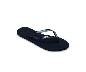 Sandale ROXY "Viva Sparkle", Damen, Gr. 11(42), blau (schwarz, silber, schwarz), Obermaterial: 98% Synthetikmaterial, 2% Metall / Futter: 100% Synthetikmaterial / Außensohle: 100% Moosgummi., Schuhe S
