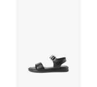 Tamaris Damen Sandaletten, Frauen Sandalen,TOUCHit-Fußbett,Heart and Sole,Lifestyle,modisch,klassisch,Nieten,Schleifen,Black Leather,37 EU