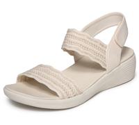 Sandale SKECHERS "ARYA", Damen, Gr. 37, sanftes weiß, Textil, Strukturmuster, Schuhe Sandale, Sommerschuh, Keilsandalette mit komfortablem Luxe Foam (75125303-37) sanftes weiß