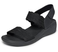 Sandale SKECHERS "ARYA", Damen, Gr. 40, schwarz unifarben, Textil, Strukturmuster, Schuhe Sandale, Sommerschuh, Keilsandalette mit komfortablem Luxe Foam (13860210-40) schwarz unifarben