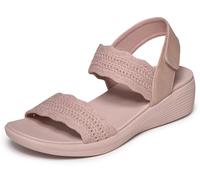 Sandale SKECHERS "ARYA", Damen, Gr. 42, rosa, Textil, Strukturmuster, Schuhe Sandale, Sommerschuh, Keilsandalette mit komfortablem Luxe Foam (54467207-42) rosa