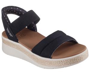 Sandale SKECHERS "BOBS SUN RAY", Damen, Gr. 35, schwarz, Textil, Schuhe Sandale, Keilsandale, Sandalette, Plateausandale mit Plush Foam (61423032-35)