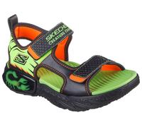 Sandale SKECHERS "CREATURE-SPLASH", Kinder, Gr. 29, schwarz (schwarz, limette skorpion), Lederimitat, kontrastfarbene Details, Schuhe Sandale, Klettsandale mit coolem Motiv, Größenschablone zum Downlo