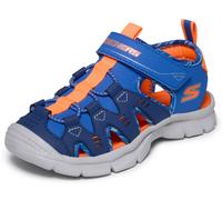 Sandale SKECHERS "Fisherman Sandal", Mädchen, Gr. 31, blau, orange, Lederimitat, kontrastfarbene Details, Schuhe Sandale, Badeschuh mit Klettverschluss, Größenschablone zum Download (73072447-31) blau