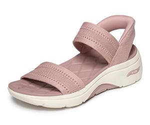 Sandale SKECHERS "GO WALK ARCH FIT 2.0 SANDAL", Damen, Gr. 37, mauve, Textil, Strukturmuster, Schuhe Sandale, Sommerschuh, Keilsandalette, Urlaubsschuh mit sportiver Sohle (74931420-37) mauve