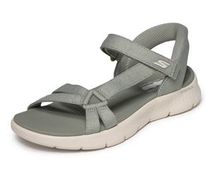 Sandale SKECHERS "GO WALK FLEX SANDAL-ILLUMINATE", Damen, Gr. 37, sage, oliv, Textil, Strukturmuster, Schuhe Sandale, Sandalette, Trekking Sandale mit Gogo Mat Fußbett, Topseller (31648011-37) sage, o