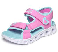 Sandale SKECHERS "HEART LIGHTS SANDALS", Mädchen, Gr. 29, rosa, türkis, Lederimitat, Glitzer, Schuhe Sandale, Sommerschuh mit Klettverschluss, Größenschablone zum Download (17377837-29) rosa, türkis