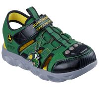 Sandale SKECHERS "HYPNO-SPLASH JOHN DEERE", Jungen, Gr. 35, grün (grün, schwarz), Lederimitat, Textil, kontrastfarbene Details, Schuhe Sandale, Klettschuh im John Deere Design, Größenschablone zum Dow