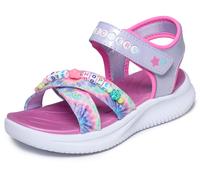 Sandale SKECHERS "JUMPSTERS SANDAL", Mädchen, Gr. 36, lavendel, multi, Lederimitat, Glitzer, Schuhe Sandale, Sommerschuh mit Klettverschluss, Größenschablone zum Download (27843709-36) lavendel, multi