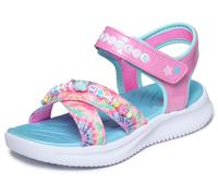 Sandale SKECHERS "JUMPSTERS SANDAL", Mädchen, Gr. 37, pink, multi, Lederimitat, Glitzer, Schuhe Sandale, Sommerschuh mit Klettverschluss, Größenschablone zum Download (88937241-37) pink, multi