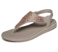 Sandale SKECHERS "MEDITATION LUXE", Damen, Gr. 36, rosa (taupe), Textil, Glitzer, Schuhe Sandale, Sommerschuh, Zehentrenner, Strandschuh mit Glitzersteinchen (29335220-36) taupe