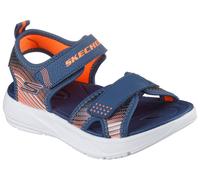 Sandale SKECHERS "MICROSPEC-SPLASH", Jungen, Gr. 31, blau (navy, orange), Lederimitat, kontrastfarbene Details, Schuhe Sandale, leichte Sandale mit Klettverschluss, Größenschablone zum Download (32116