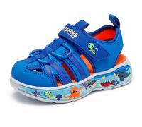 Sandale SKECHERS "PLAY SCENE SPLASH", Mädchen, Gr. 26, hellblau, blau, Lederimitat, kontrastfarbene Details, Schuhe Sandale, Badeschuh mit bunter Sohle, Größenschablone zum Download (65708950-26) hell