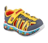 Sandale SKECHERS "PLAY SCENE SPLASH", Mädchen, Gr. 26, dunkelgrau, gelb, Lederimitat, kontrastfarbene Details, Schuhe Sandale, Badeschuh mit bunter Sohle, Größenschablone zum Download (28332003-26) du