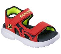 Sandale SKECHERS "RAZOR SPLASH-AQUA BUDDIES", Jungen, Gr. 31, rot (rot, schwarz), Lederimitat, kontrastfarbene Details, Schuhe Sandale, Sandale mit Klettverschluss, waschbar, Größenschablone zum Downl