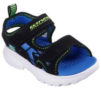 Sandale SKECHERS "RAZOR SPLASH", Jungen, Gr. 21, schwarz (schwarz, blau), Lederimitat, kontrastfarbene Details, Schuhe Sandale, Sandale mit Klettverschluss, waschbar, Größenschablone zum Download (729