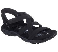Sandale SKECHERS "REGGAE SLIM-STRETCH FLEX", Damen, Gr. 35, schwarz, Lederimitat, Textil, Fischgratmuster, unifarben, Schuhe Sandale, Flats, Trekking Sandale mit Slip-ins Funktion, Topseller (68551734