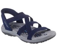 Sandale SKECHERS "REGGAE SLIM-STRETCH FLEX", Damen, Gr. 38, blau (navy), Lederimitat, Textil, Fischgratmuster, Schuhe Sandale, Flats, Trekking Sandale mit Slip-ins Funktion (48175929-38) navy