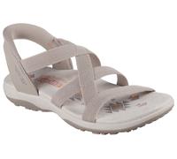 Sandale SKECHERS "REGGAE SLIM-STRETCH FLEX", Damen, Gr. 38, grau (taupe), Lederimitat, Textil, Fischgratmuster, Schuhe Sandale, Flats, Trekking Sandale mit Slip-ins Funktion, Topseller (63941631-38) t