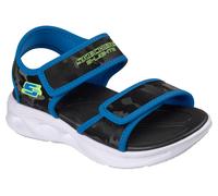Sandale SKECHERS "Sola Glow Sandal", Mädchen, Gr. 29, schwarz, blau, Lederimitat, Textil, tarnfarben, Schuhe Sandale, Sommerschuh mit Klettverschluss, Größenschablone zum Download (64246861-29) schwar
