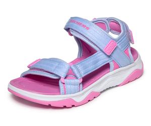 Sandale SKECHERS "TREAD SEEKER", Mädchen, Gr. 29, pink (violett), Textil, Mesh, kontrastfarbene Details, Schuhe Sandale, Sommerschuh mit Klettverschluss, Größenschablone zum Download (13161251-29) vio