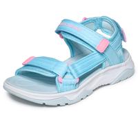 Sandale SKECHERS "TREAD SEEKER", Mädchen, Gr. 34, blau (blau, rosa), Textil, Mesh, kontrastfarbene Details, Schuhe Sandale, Sommerschuh mit Klettverschluss, Größenschablone zum Download (84484922-34)