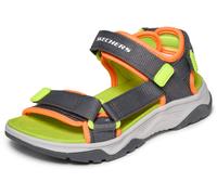 Sandale SKECHERS "TREAD SEEKER", Mädchen, Gr. 34, grau, orange, Textil, kontrastfarbene Details, Schuhe Sandale, Sommerschuh mit Klettverschluss, Größenschablone zum Download (84564409-34) grau, orang