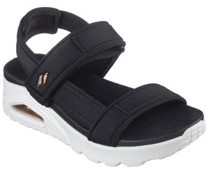 Sandale SKECHERS "UNO", Damen, Gr. 35, schwarz, Textil, Schuhe Sandale, Sommerschuh, Sandalette, Klettschuh mit SkechAir Luftkissensohle (21332627-35) schwarz