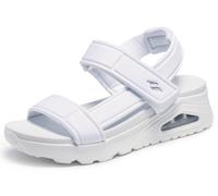 Sandale SKECHERS "UNO", Damen, Gr. 35, weiß, Textil, unifarben, Schuhe Sandale, Sommerschuh, Sandalette, Klettschuh mit SkechAir Luftkissensohle (13002139-35) weiß