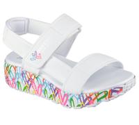 Sandale SKECHERS "UNO LITE SANDAL-SUNNY LOVE", Mädchen, Gr. 37, weiß, multi, Lederimitat, kontrastfarbene Details, Schuhe Sandale, Sommerschuh, Klettschuh mit Plateau, Größenschablone zum Download (91