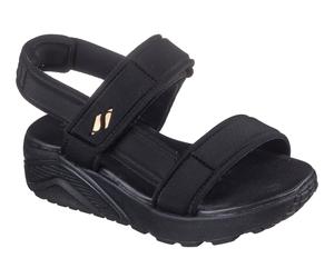 Sandale SKECHERS "UNO LITE SANDAL-SUNNY STAND", Mädchen, Gr. 34, schwarz, Textil, unifarben, Schuhe Sandale, Sommerschuh mit Plateausohle, Größenschablone zum Download (66885051-34) schwarz