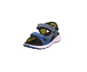 Sandale SUPERFIT "CRISS CROSS WMS: mittel", Mädchen, Gr. 29, blau (blau, gelb), Lederimitat, Textil, Schuhe Sandale, Klettschuh, mit Fußbett, Größenschablone zum Download (14798036-29) blau, gelb