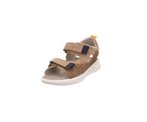 Sandale SUPERFIT "LAGOON WMS: mittel", Mädchen, Gr. 28, beige (braun, orange), Nubukleder, Veloursleder, Schuhe Sandale, Klettschuh, in WMS: Weite mittel, Größenschablone zum Download (10034303-28) br