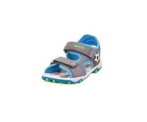 Sandale SUPERFIT "MIKE 3.0 WMS: mittel", Jungen, Gr. 29, hellgrau, türkis, Textil, Veloursleder, Schuhe Sandale, Trekkingschuh mit Klettverschluss, Größenschablone zum Download (17074711-29) hellgrau,