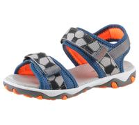 Sandale SUPERFIT "MIKE 3.0 WMS: mittel", Kinder, Gr. 31, blau, orange, grau fußball, Polyester, Schuhe Sandale, Outdoorsandale mit Klett, Fußballlogo, Größenschablone zum Download (31744361-31) blau,