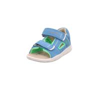 Sandale SUPERFIT "NINO WMS: mittel", Mädchen, Gr. 26, hellblau, hellgrün, Textil, Veloursleder, unifarben mit Farbeinsatz, Schuhe Sandale, Klettschuh, mit gepolstertem Schaftrand, Größenschablone zum 