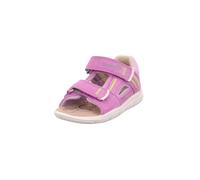 Sandale SUPERFIT "NINO WMS: mittel", Mädchen, Gr. 28, flieder, neongelb, Textil, Veloursleder, unifarben mit Farbeinsatz, Schuhe Sandale, Klettschuh, mit gepolstertem Schaftrand, Größenschablone zum D