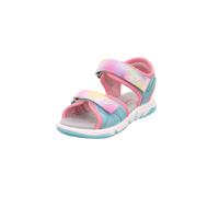 Sandale SUPERFIT "PEBBLES WMS: mittel", Mädchen, Gr. 33, bunt (hellgrün, rosa), Lederimitat, Textil, Schuhe Sandale, Sandalette mit süßem Motiv, Größenschablone zum Download (82402702-33) hellgrün, ro