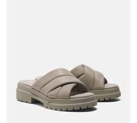 Sandale TIMBERLAND "London Vibe SLIDE SANDAL", Damen, Gr. 37,5 (6,5), grau (lt tpe f gra), Leder, Schuhe Sandale (52679324-37,5) lt tpe f gra