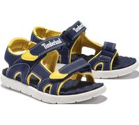 Sandale TIMBERLAND "PERKINS ROW BACKSTRAP SANDAL", Kinder, Gr. 35, blau (navy, gelb), Synthetik, Schuhe Sandale, mit Klettverschluß (62576511-35) navy, gelb