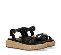 Sandale TOMMY HILFIGER, Mädchen, Gr. 37, schwarz, Synthetik, Schuhe Sandale, Plateau, Sommerschuh, Wedge Sandale mit Schnallenverschluss (87519436-37) schwarz