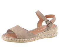 Sandale VERBENAS "VALERIE SERRAJE", Damen, Gr. 35, grau (taupe), Veloursleder, Schuhe Sandale, Sommerschuh, Riemchensandalette, Urlaubschuh mit Keilabsatz (41518930-35)