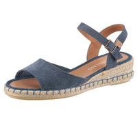 Sandale VERBENAS "VALERIE SERRAJE", Damen, Gr. 39, blau (jeansblau), Veloursleder, Schuhe Sandale, Sommerschuh, Riemchensandalette, Urlaubschuh mit Keilabsatz (34261156-39) jeansblau