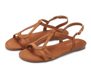 Sandale VIVANCE "Sandalette, offener Schuh, Sommerschuh", Damen, Gr. 37, camelfarben, Obermaterial: 100% Textilmaterial. Decksohle: 100% Textilmaterial. Futter: 100% Textilmaterial. Laufsohle: 100% Sy