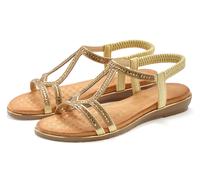 Sandale VIVANCE "Sandalette, Sommerschuh", Damen, Gr. 40, gold (goldfarben), Obermaterial: 100% Lederimitat. Decksohle: 100% Lederimitat. Futter: 100% Lederimitat. Laufsohle: 100% Synthetik, Glitzer, 