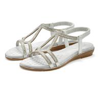 Sandale VIVANCE "Sandalette, Sommerschuh", Damen, Gr. 40, silber (silberfarben), Obermaterial: 100% Lederimitat. Decksohle: 100% Lederimitat. Futter: 100% Lederimitat. Laufsohle: 100% Synthetik, Glitz